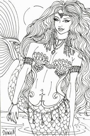 coloring pages for adults mermaid - Free coloring pages