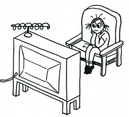 girl watching tv coloring - Clip Art Library