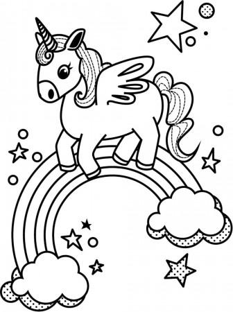 Little Unicorn And Rainbow Coloring Page - Free Printable Coloring Pages  for Kids