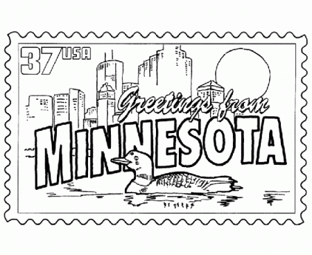 USA-Printables: Minnesota State Stamp - US States Coloring Pages