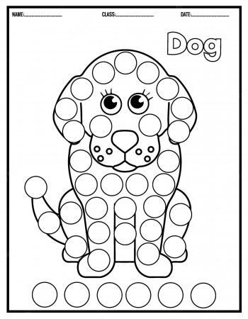 Premium Vector | Cute dog coloring page,dot markers activity paint daubers  for kids.