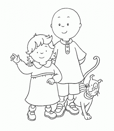 Caillou Rosie and Cat Coloring Page – Printables for Kids – free word  search puzzles, coloring pages, and other activities