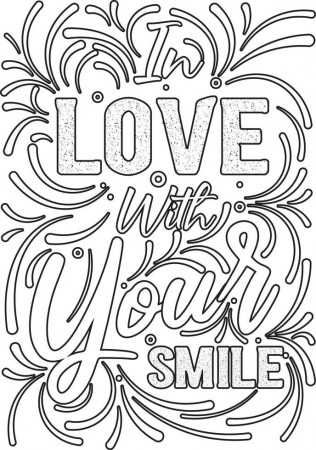 love with smile. Motivational Quotes coloring page .coloring book design.  4970944 Vector Art at Vecteezy