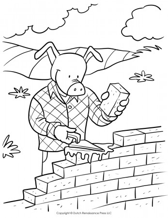 Brick-Pig-Coloring-Page - Tim's Printables