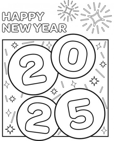 Happy New Year 2025 Coloring Page for ...