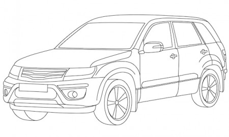 Car station wagon linear drawing