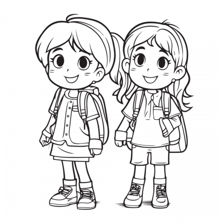 2 girls coloring pages