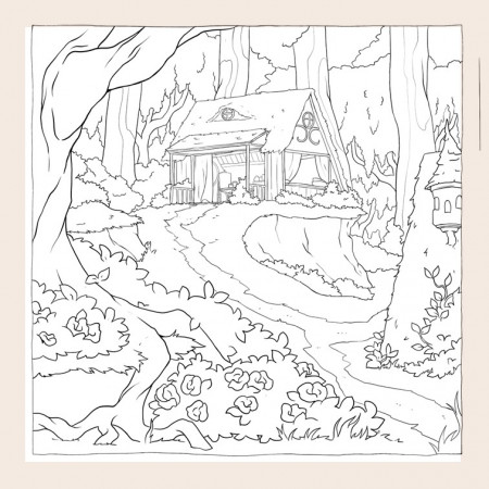 Cozy Cottage - Fantasy Coloring Page ...