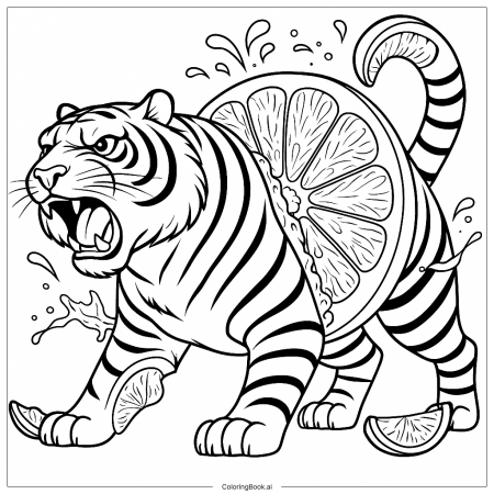 Tigrulli grapefrutunni Coloring Page (Free PDF&PNG Printable)