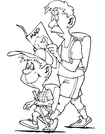 Hiking Coloring Page | Father & Son Hiking