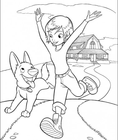 Bolt And Penny Running Coloring Page - Bolt car coloring pages | Cães
