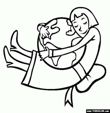 Hugging The Earth Online Coloring Page