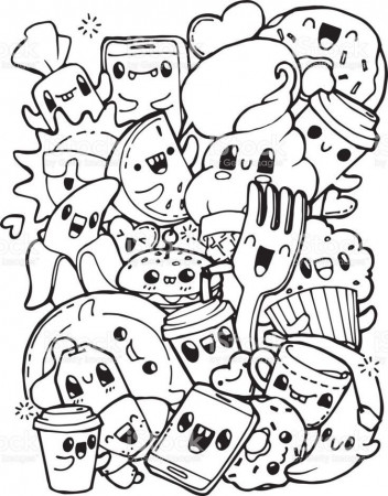 Dining doodles. Breakfast, lunch, dinner, food. Coloring pages for ...