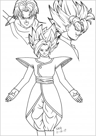 Black Goku , Trunks and Zamasu - Dragon Ball Z Kids Coloring Pages