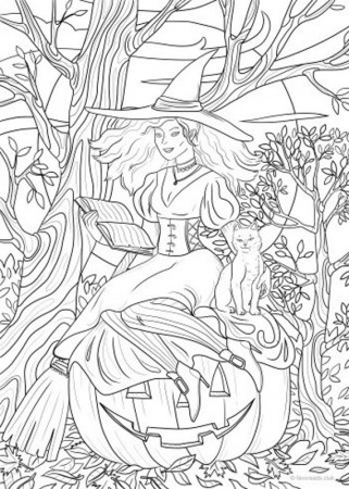 Witchcraft Printable Adult Coloring Page From Favoreads - Etsy