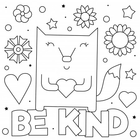 Premium Vector | Be kind. coloring page. black and white