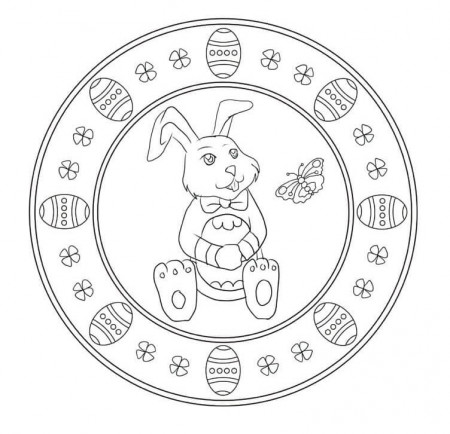 Rabbit Easter Mandala Coloring Page - Free Printable Coloring Pages for Kids