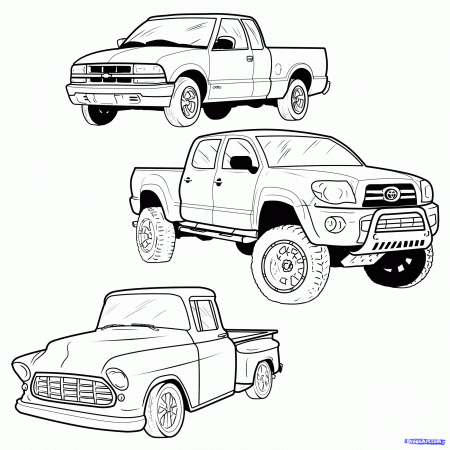lifted truck drawing - Clip Art Library