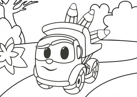 Leo the Truck Coloring Page: Color Leo, Lifty, and Scoop!