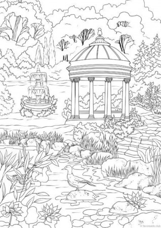 Elegant Garden Printable Adult Coloring Page From Favoreads - Etsy Finland
