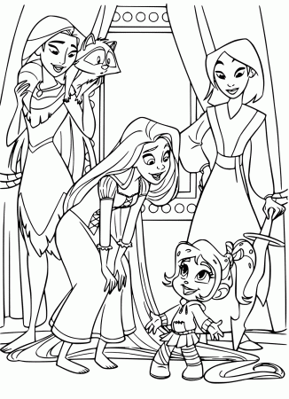 Vanellope and Disney Princess Coloring Pages - Get Coloring Pages