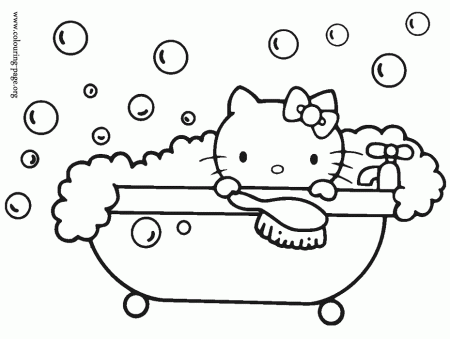 Hello Kitty - Hello Kitty in the bathtub coloring page