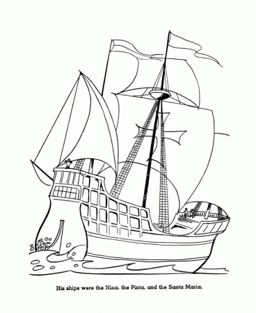 Columbus Day Coloring Pages | Columbus ships: Nina, Pinta, Santa ...