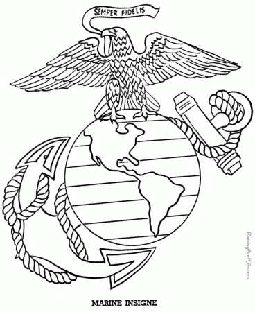 Patriotic Symbols - Marine Insigne drawing to print 018