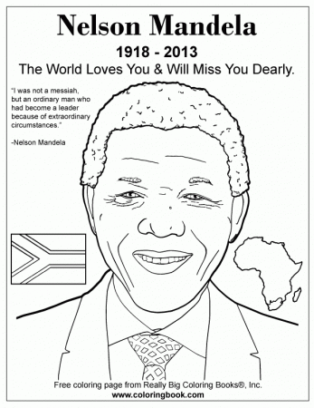 Coloring Books | Nelson Mandela Free Online Coloring Page