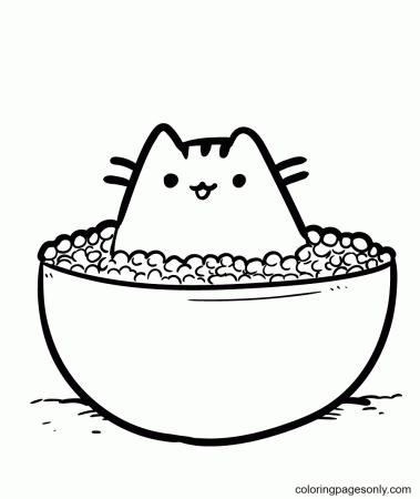 Pusheen swimming in popcorn Coloring Pages - Pusheen Coloring Pages - Coloring  Pages For Kids And Adults