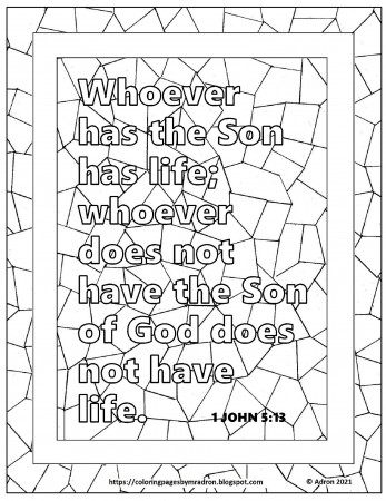 Coloring Pages for Kids by Mr. Adron: Free 1 John 5:12 Print and Color Page,  