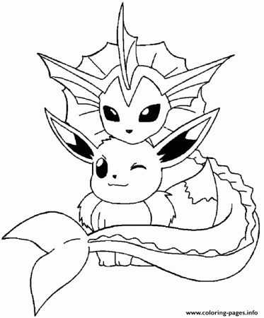 Vaporeon And Eevee Coloring page Printable