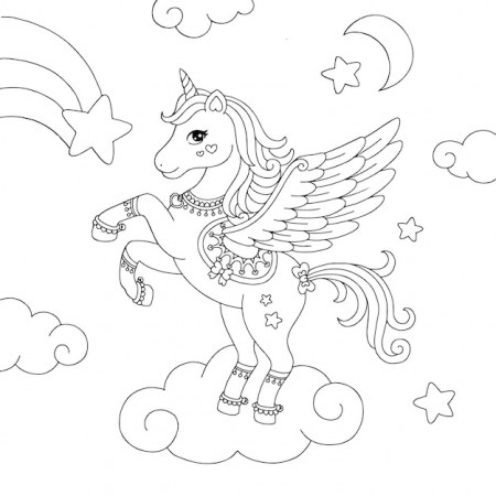 Premium Vector | Pegasus unicorn coloring page