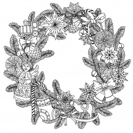 Christmas wreath - Christmas Adult Coloring Pages