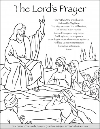 The Lord's Prayer - Our Father Prayer Coloring Page - TheCatholicKid.com