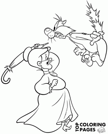 Sylvester and Granny coloring page - Topcoloringpages.net