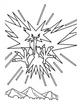 Zapdos Pokemon Coloring Pages Printable - Free Pokemon Coloring Pages