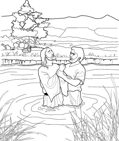 John Baptizing Jesus Coloring Page