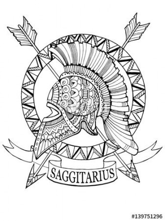 Sagittarius zodiac sign coloring page for adults | Fotolia 139751296 |  Sagittarius tattoo, Zodiac sagittarius, Sagittarius tattoo designs