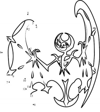 Lunala Dot to Dot Coloring Page - Free Printable Coloring Pages for Kids