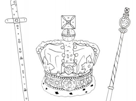 King's Coronation The Crown Jewels Colouring Page | Teaching Resources