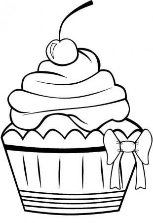 Chocolate Cup Cake with Bow Tie Coloring Pages - NetArt | Birthday coloring  pages, Mickey coloring pages, Coloring pages