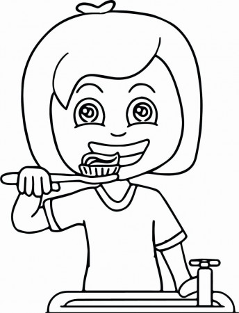 Coloring Pages | Girl Brushing Teeth Coloring Pages