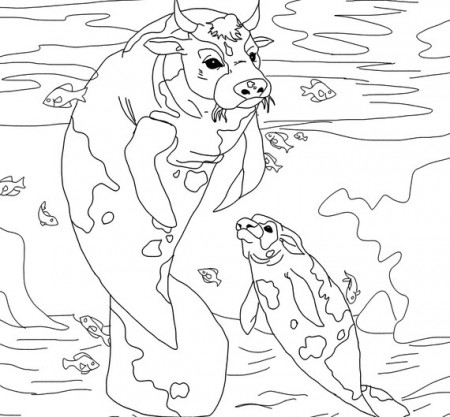 Sea Cow Animal Hybrid Downloadable Coloring Page - Etsy