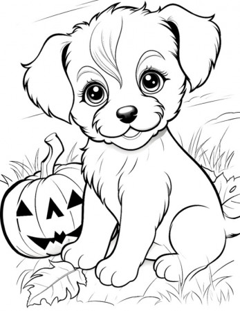 Halloween dog coloring pages