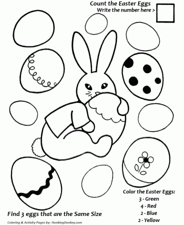 Easter Egg Coloring Pages - Color and Count Coloring Sheet | HonkingDonkey