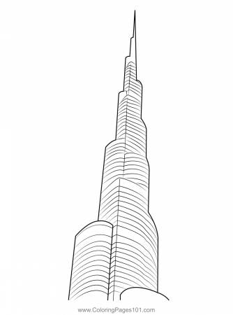 Burj Khalifa Dubai Coloring Page for Kids - Free Skyscrapers Printable Coloring  Pages Online for Kids - ColoringPages101.com | Coloring Pages for Kids
