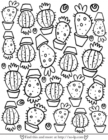 Cactus Printable Coloring Page — XO-LP