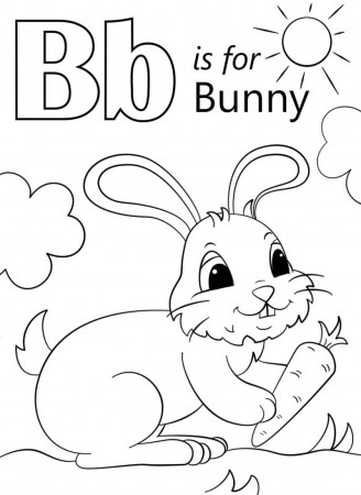 Bunny Letter B Coloring Page - Free Printable Coloring Pages for Kids