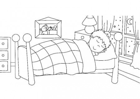Coloring Page sleeping - going to bed - free printable coloring pages - Img  7319